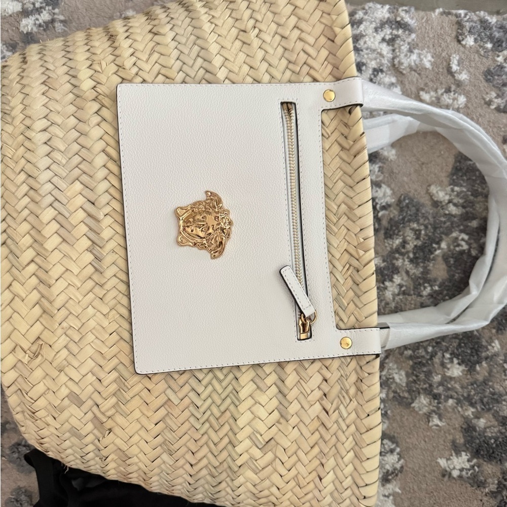 Versace summer woven White handle leather Tote
